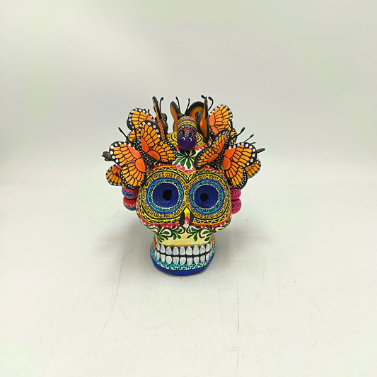 Day Of The Dead Ceramics Butterflys Human Skull By Alfonso Castillo PP8837