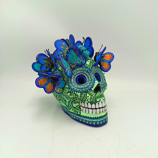 Day Of The Dead Ceramics Butterflys Human Skull By Alfonso Castillo PP8838