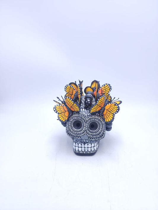 Day Of The Dead Ceramics Butterflys Human Skull By Alfonso Castillo PP8885