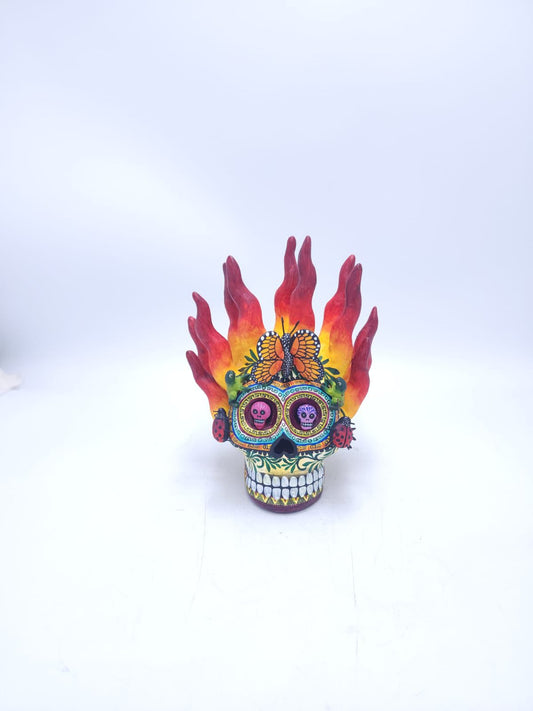 Day Of The Dead Ceramics Fire Skull By Alfonso Castillo PP8886