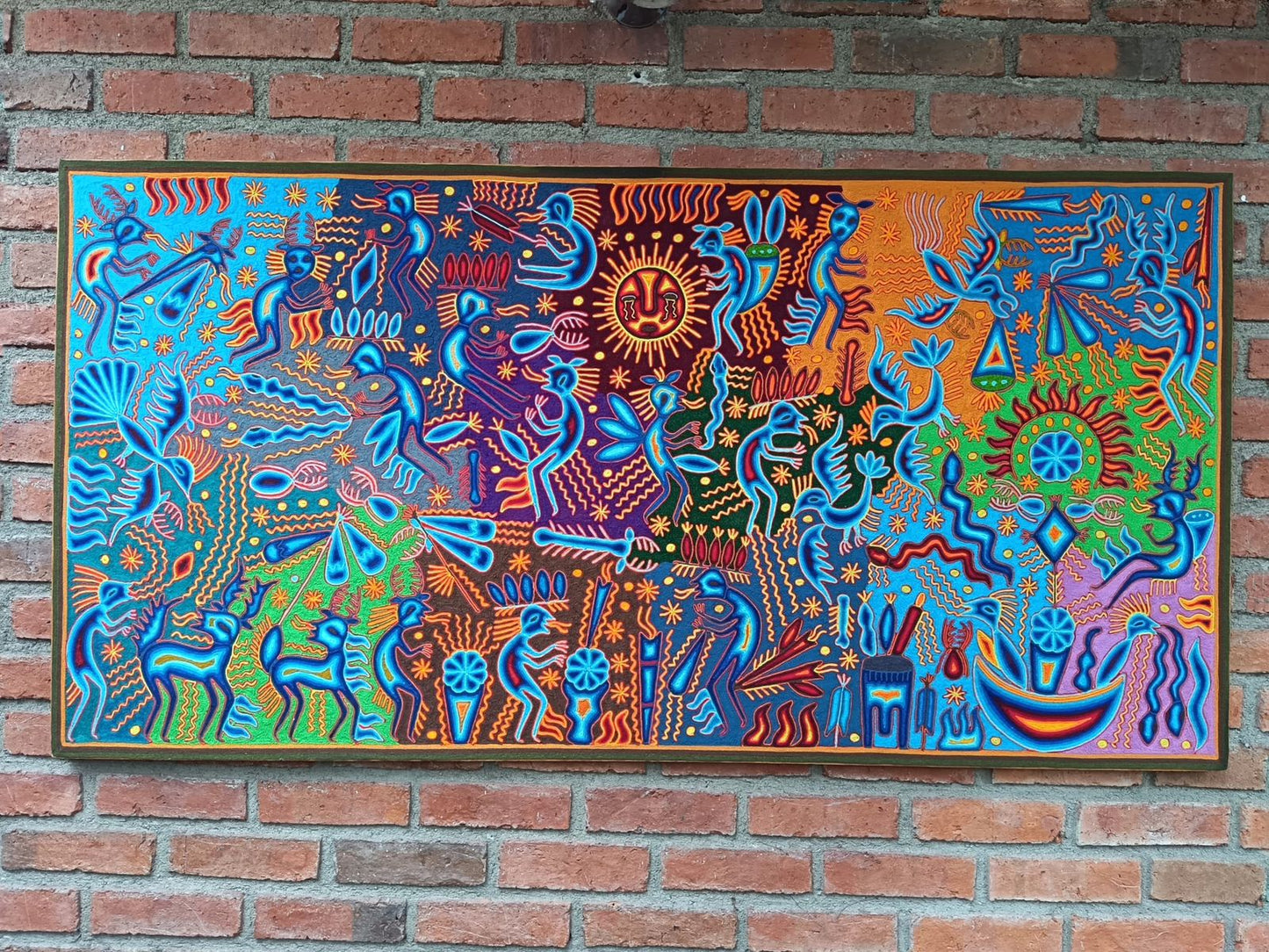 Mexican Folk Art Huichol Yarn Painting by Cooperativa Zitacua PP8825