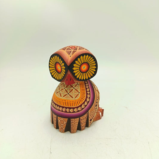 Mexican Oaxacan Wood Carving Owl By Julia Fuentes PP8893