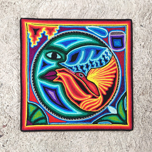Tepehuano Yarn Painting Mexican Folk Art By Bautista Family PP8924