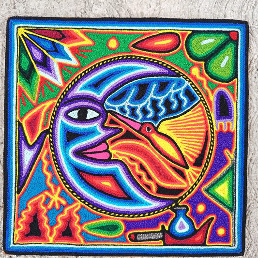Tepehuano Yarn Painting Mexican Folk Art By Bautista Family PP8926
