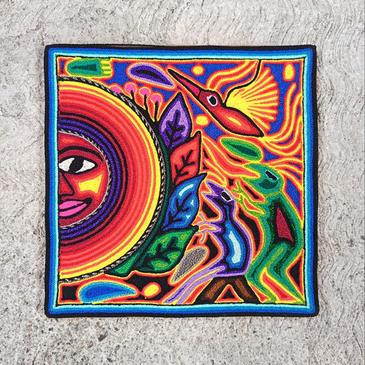 Tepehuano Yarn Painting Mexican Folk Art By Bautista Family PP8927