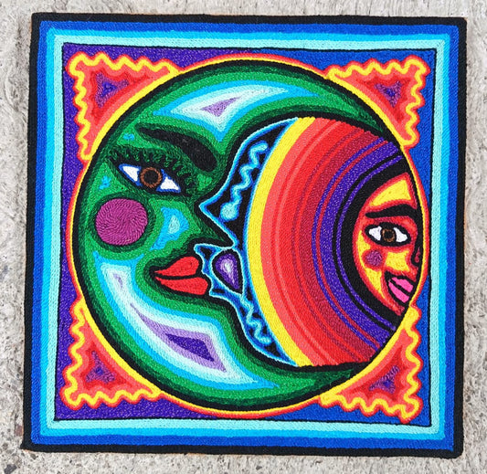 Tepehuano Yarn Painting Mexican Folk Art By Bautista Family PP8928 Oaxaca