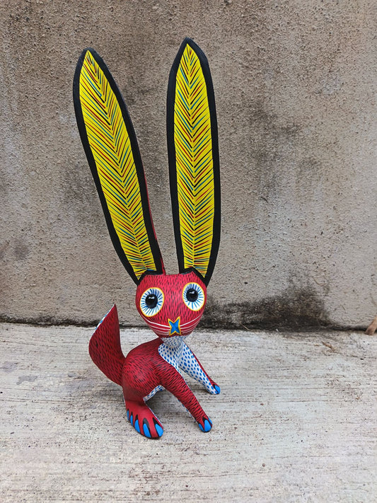 Oaxacan Wood Carving Rabbit By Arsenio Morales PP8936