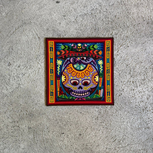 Mexican Folk Art Huichol Indian Yarn Painting by Luis Castro PP8954