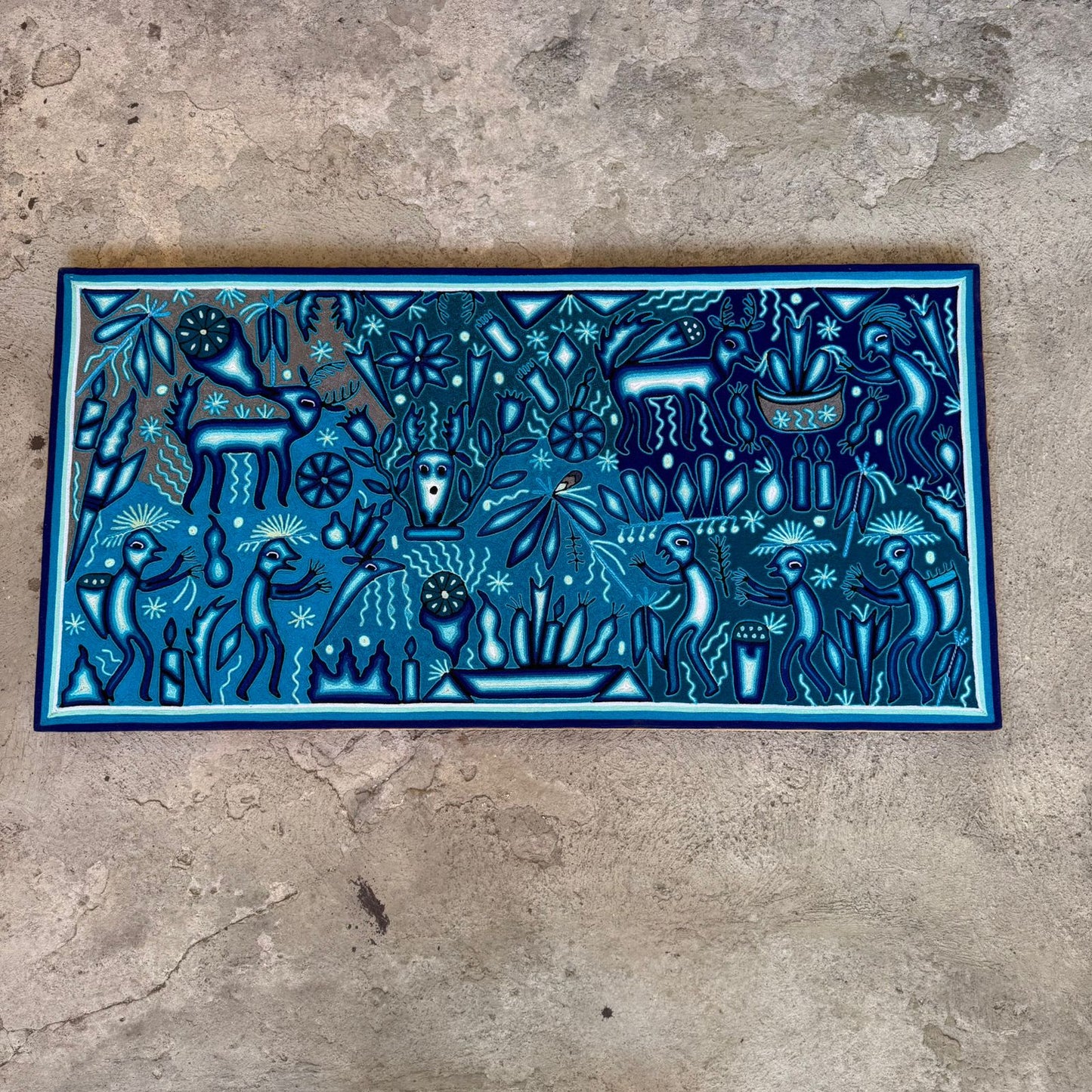Mexican Folk Art Huichol Yarn Painting by Cooperativa Zitacua PP8961 Oaxaca