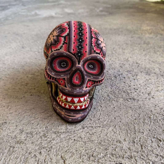 Huichol Hand Beaded Human Skull By Mayola Villa Lopez PP8968