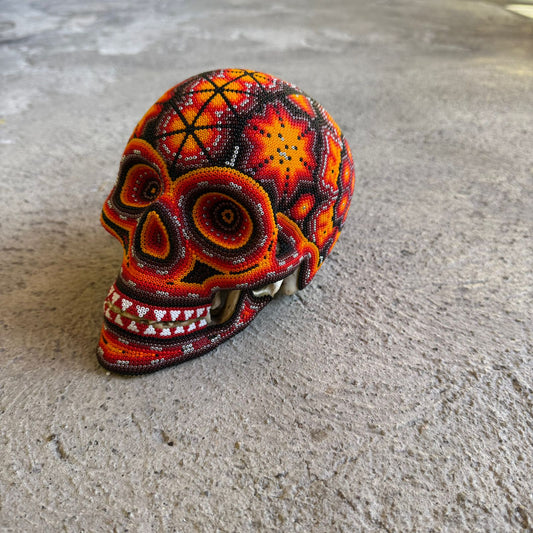 Huichol Hand Beaded Human Skull By Mayola Villa Lopez PP8969