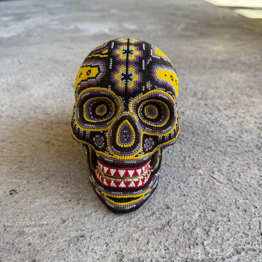 Huichol Hand Beaded Human Skull By Mayola Villa Lopez PP8970