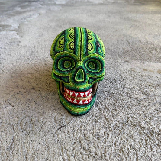 Huichol Hand Beaded Human Skull By Mayola Villa Lopez PP8972