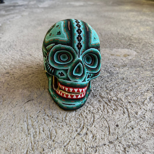 Huichol Hand Beaded Human Skull By Mayola Villa Lopez PP8973
