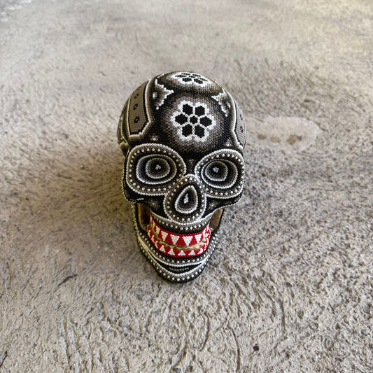 Huichol Hand Beaded Human Skull By Mayola Villa Lopez PP8974