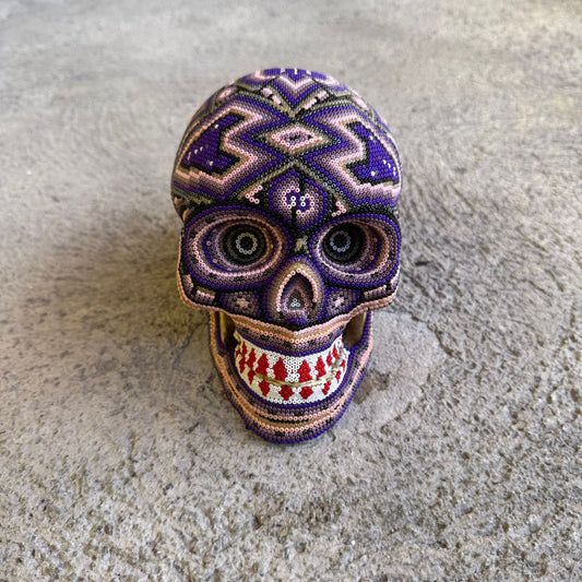 Huichol Hand Beaded Human Skull By Mayola Villa Lopez PP8975