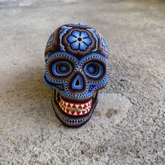 Huichol Hand Beaded Human Skull By Mayola Villa Lopez PP8977