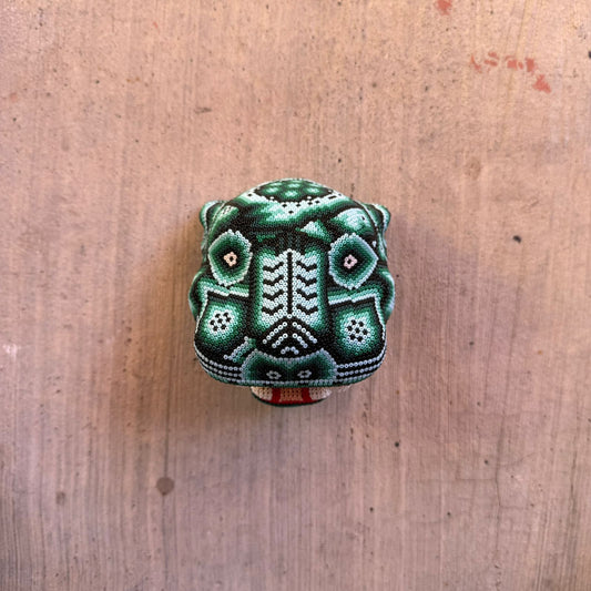 Mexican Folk Art Huichol Beaded Jaguar Head By Mayola Villa Lopez PP8983 Oaxaca