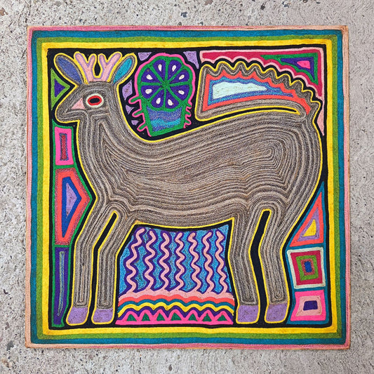 Huichol Indian Mexican Folk Art Yarn Painting by Jesus Jimenez PP9017