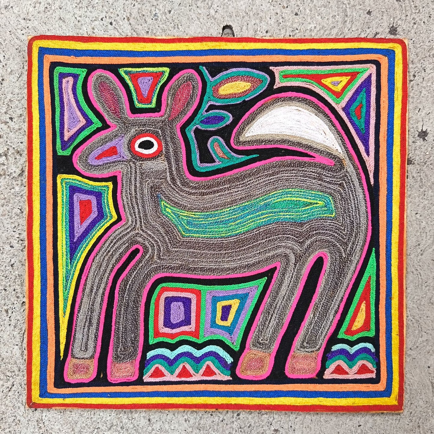 Huichol Indian Mexican Folk Art Yarn Painting by Jesus Jimenez PP9023 Oaxaca