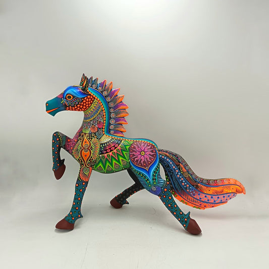 Mexican Folk Art Oaxacan Wood Carving Hand Made, Horse By Luis Sosa PP9032