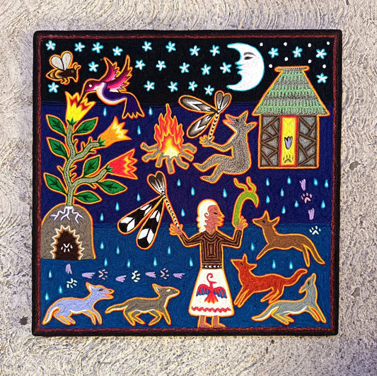 Huichol Indian Yarn Painting by Samuel Hernandez PP9065