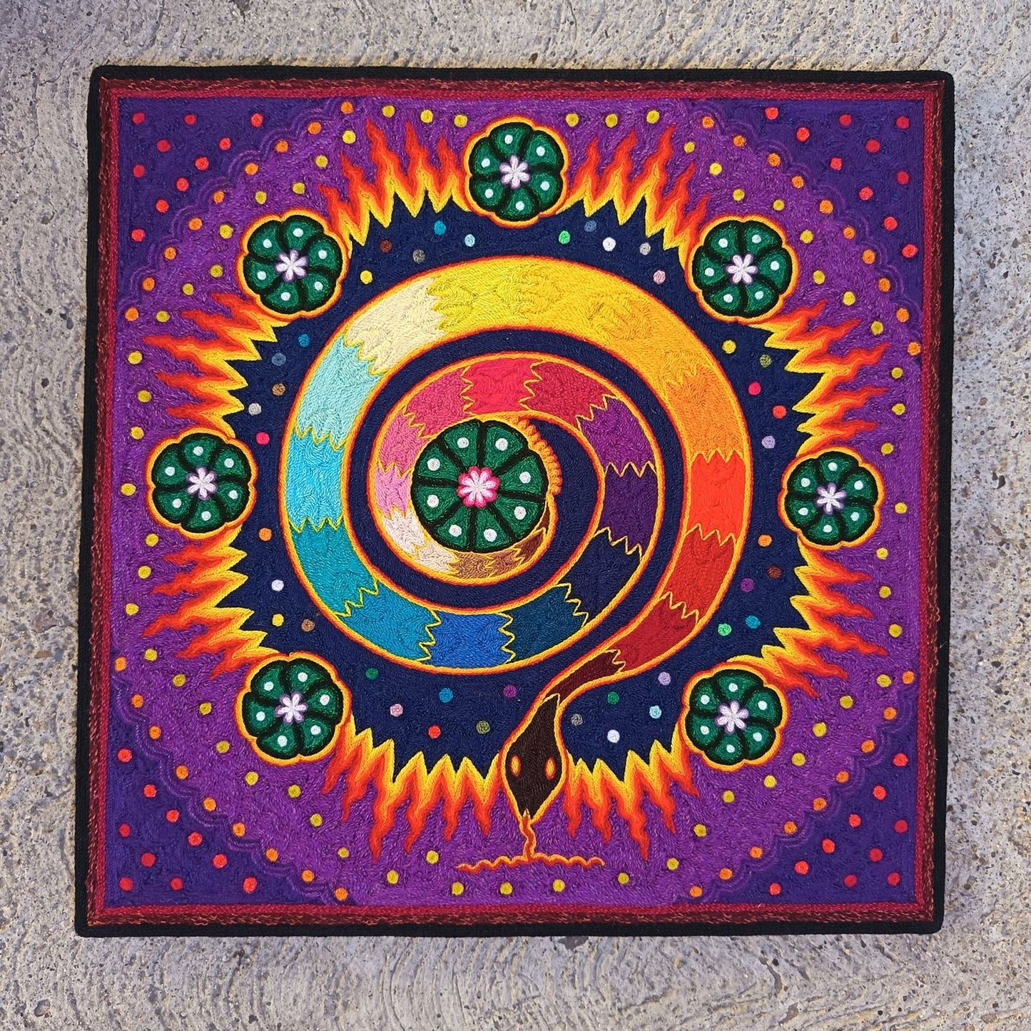 Huichol Indian Yarn Painting by Samuel Hernandez PP9069