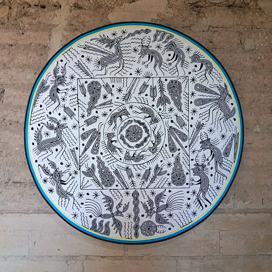 Mexican Folk Art Huichol Yarn Painting by Cooperativa Zitacua PP9072 Oaxaca