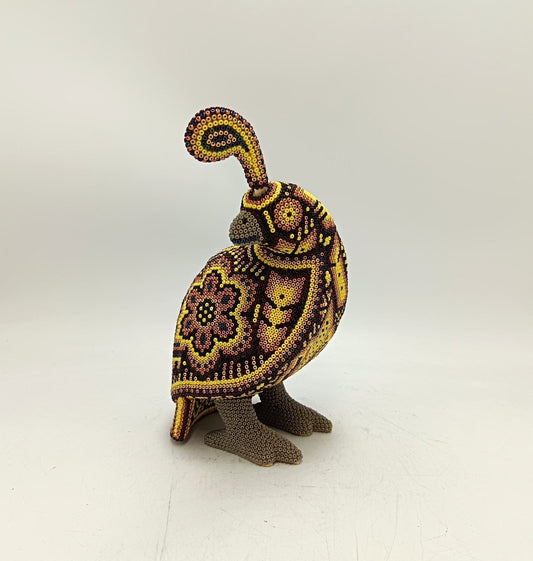 Mexican Huichol Hand Beaded Quail By Isandro Villa Lopez PP909