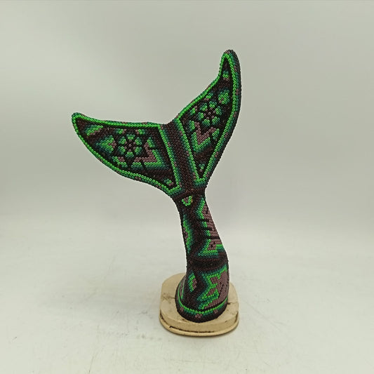 Mexican Huichol Hand Beaded Whale Tail By Isandro Villa Lopez PP9105