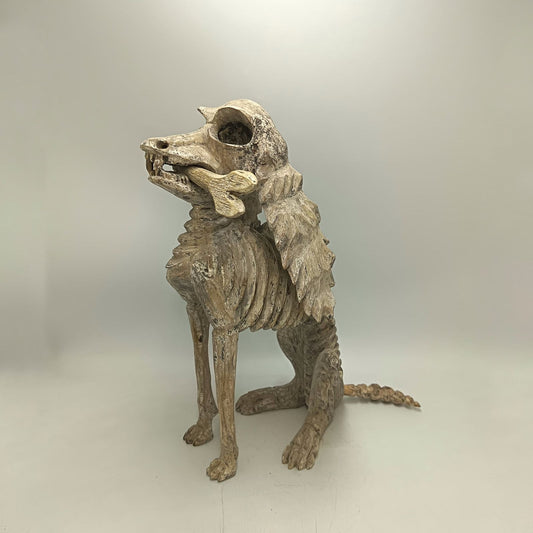 Beutiful Oaxacan Wood Carving Skeleton Dog, By Alejandrino Fuentes PP9109