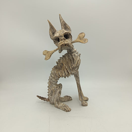Beutiful Oaxacan Wood Carving Skeleton Dog, By Alejandrino Fuentes PP9111