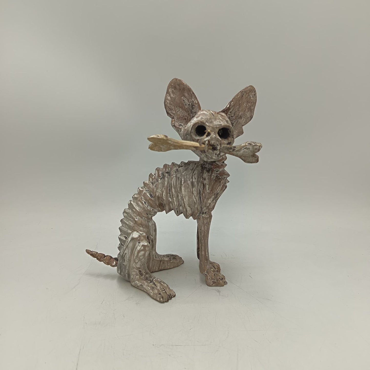 Beutiful Oaxacan Wood Carving Skeleton Dog, By Alejandrino Fuentes PP9112