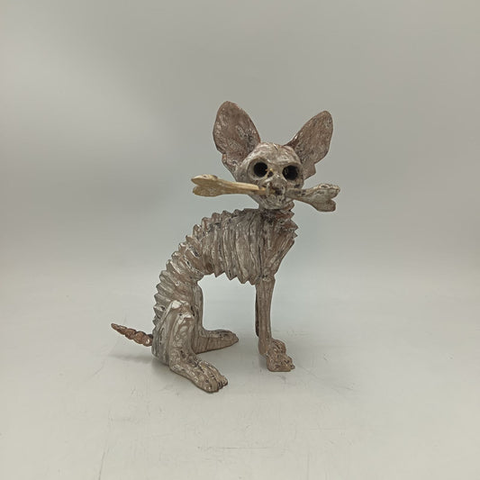 Beutiful Oaxacan Wood Carving Skeleton Dog, By Alejandrino Fuentes PP9112