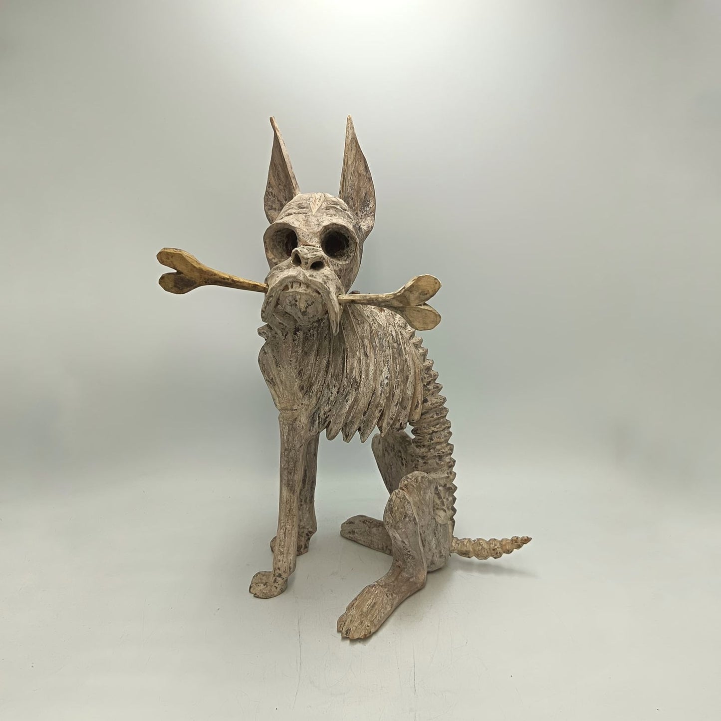 Beutiful Oaxacan Wood Carving Skeleton Dog, By Alejandrino Fuentes PP9113