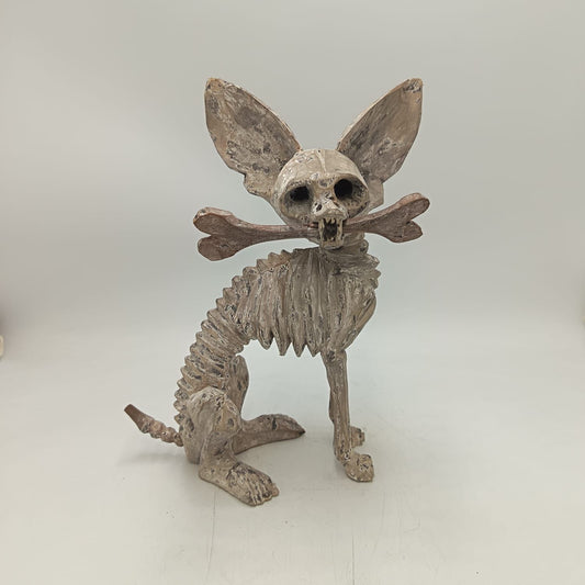 Beutiful Oaxacan Wood Carving Skeleton Dog, By Alejandrino Fuentes PP9115