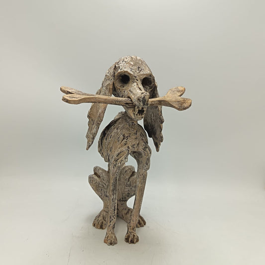 Beutiful Oaxacan Wood Carving Skeleton Dog, By Alejandrino Fuentes PP9117