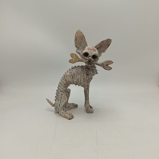 Beutiful Oaxacan Wood Carving Skeleton Dog, By Alejandrino Fuentes PP9118