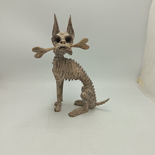 Beutiful Oaxacan Wood Carving Skeleton Dog, By Alejandrino Fuentes PP9119