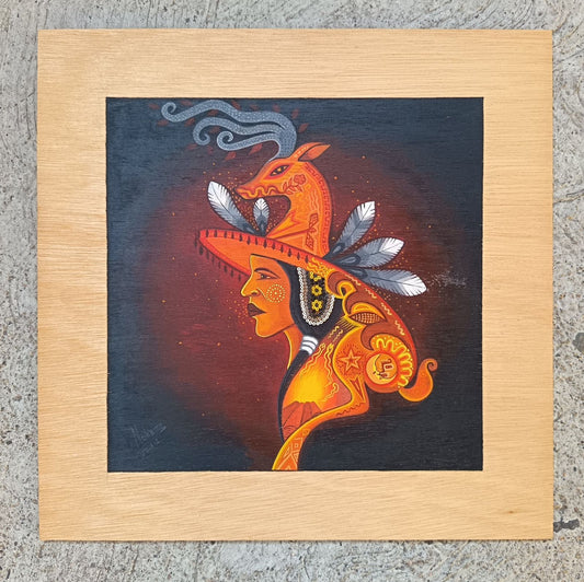Huichol Mexican Folk Art Yarn Painting by Neikame PP9039