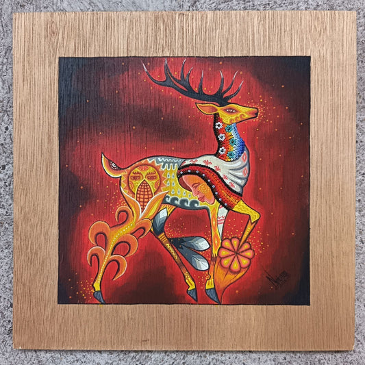 Huichol Mexican Folk Art Yarn Painting by Neikame PP9043
