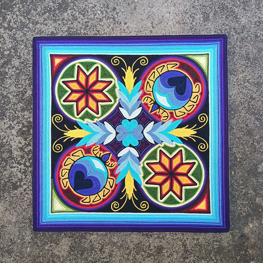 Huichol Yarn Painting Mexican Folk Art By Alfredo Meraz Reyna PP9075