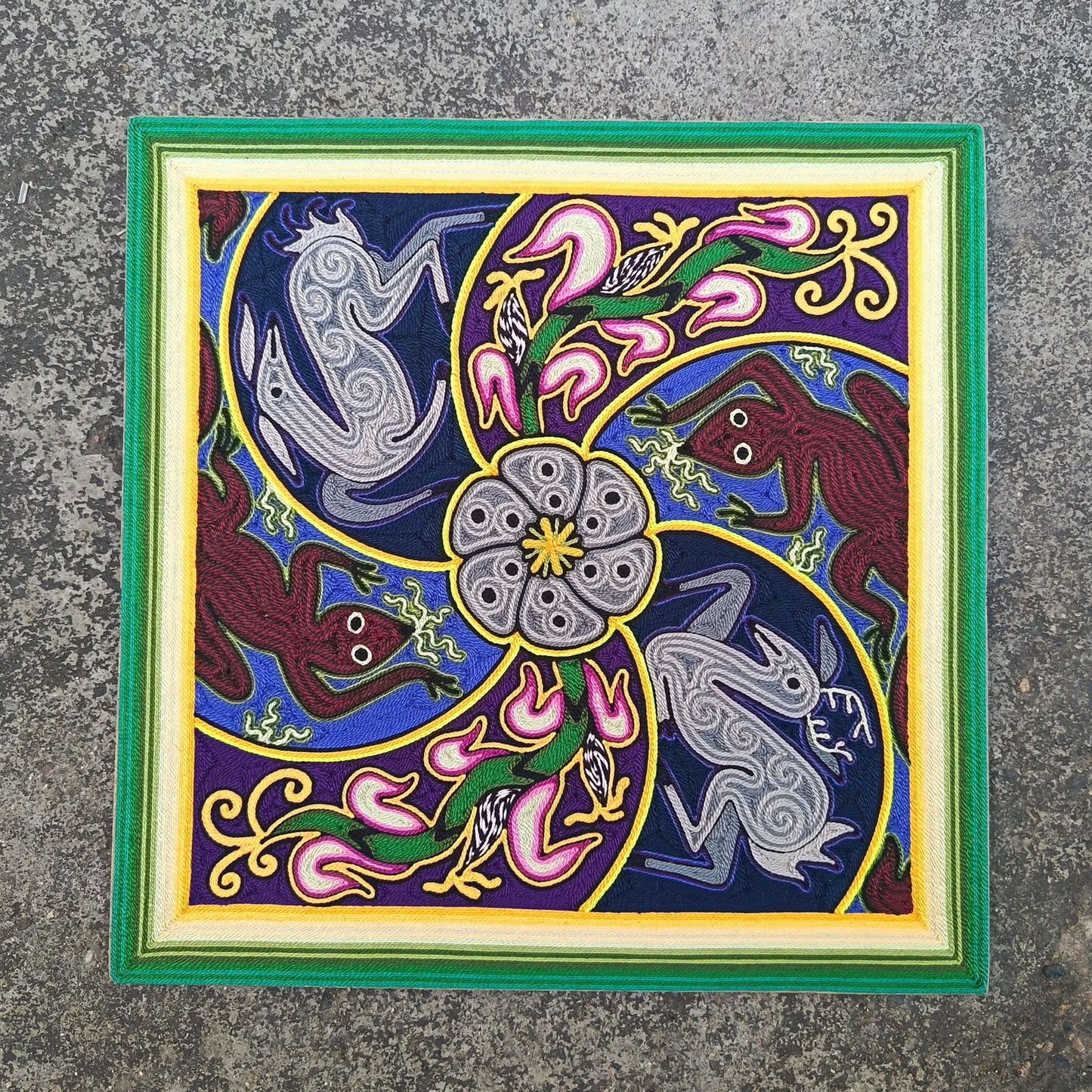 Huichol Yarn Painting Mexican Folk Art By Alfredo Meraz Reyna PP9076