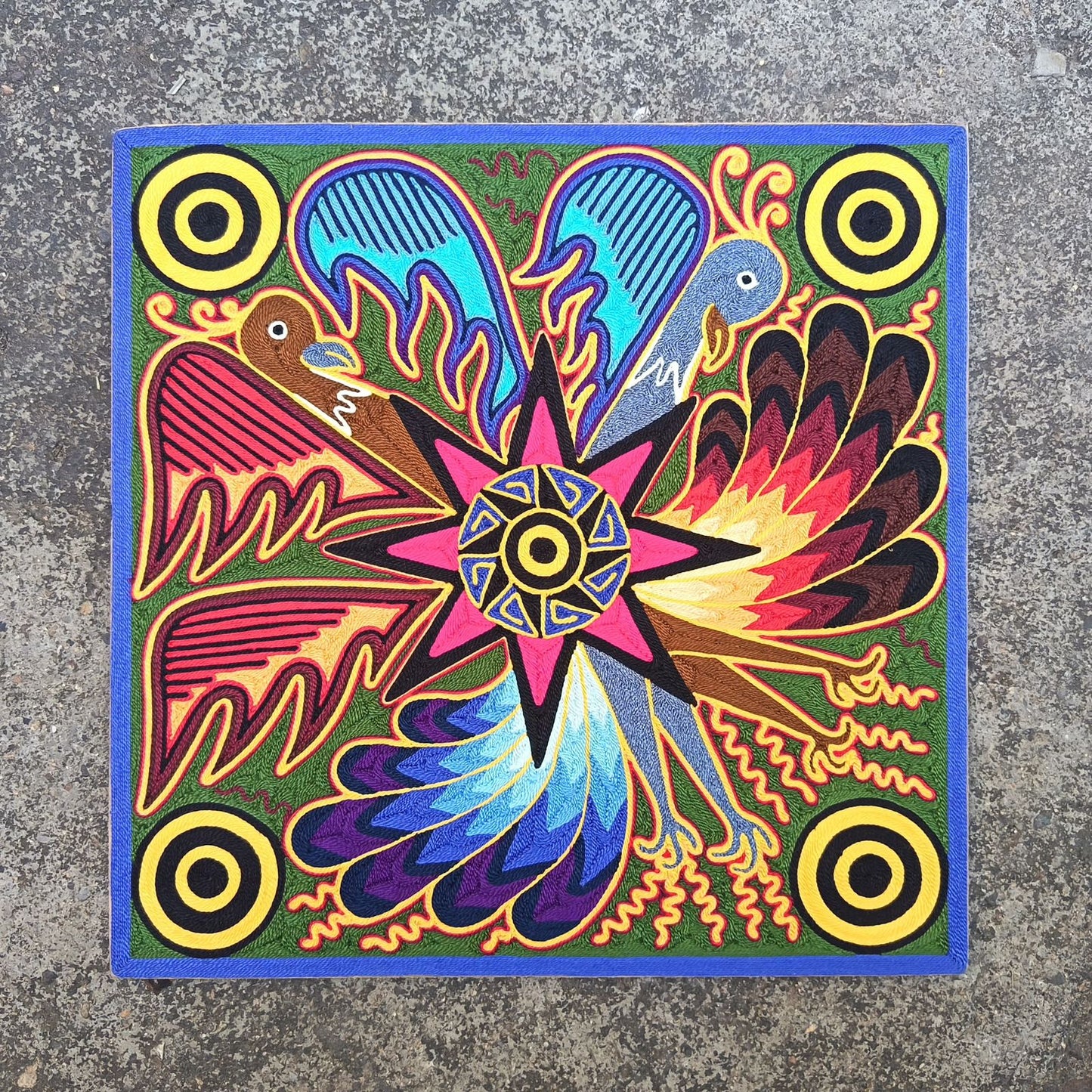 Huichol Yarn Painting Mexican Folk Art By Alfredo Meraz Reyna PP9082