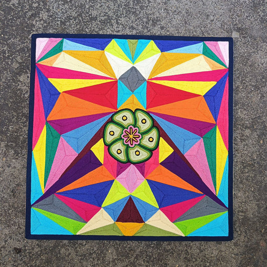 Huichol Yarn Painting Mexican Folk Art By Alfredo Meraz Reyna PP9083