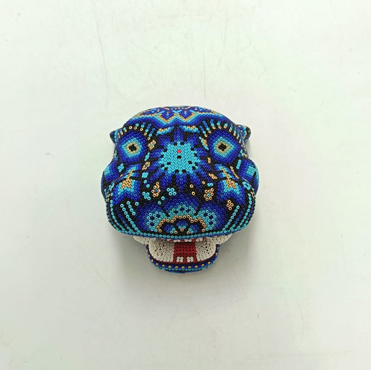 Huichol Mexican Hand Beaded Jaguar Head By Isandro Villa Lopez PP9090