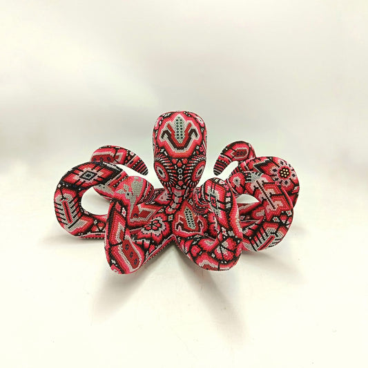 Mexican Huichol Hand Beaded Art, Octopus By Isandro Villa Lopez PP9103