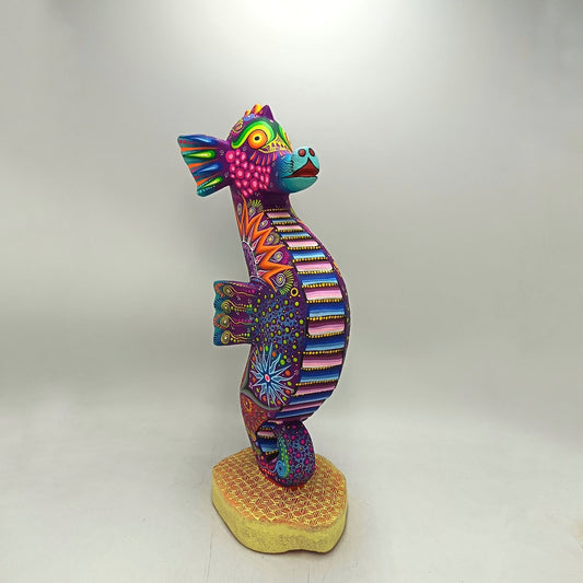 Oaxacan Wood Carving Hand Made Sea Horse By Cesar Melchor Ojeda PP9121