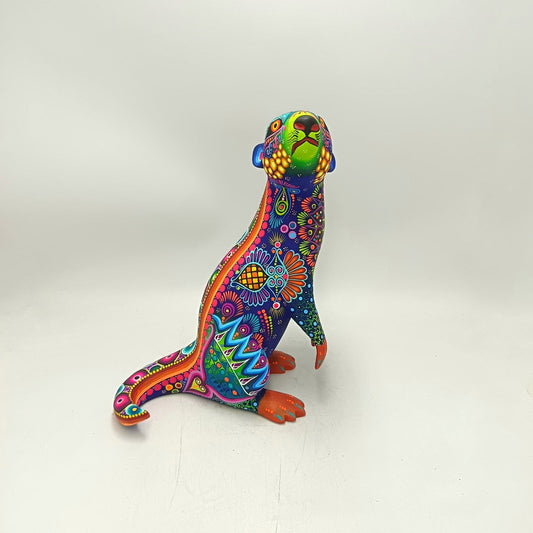 Oaxacan Wood Carving Hand Made Otter By Cesar Melchor Ojeda PP9122