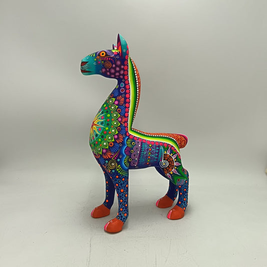 Oaxacan Wood Carving Hand Made Llama By Cesar Melchor Ojeda PP9124